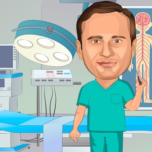 Brain Surgeon Gift - Custom Caricature From Your Photo, Brain Surgery