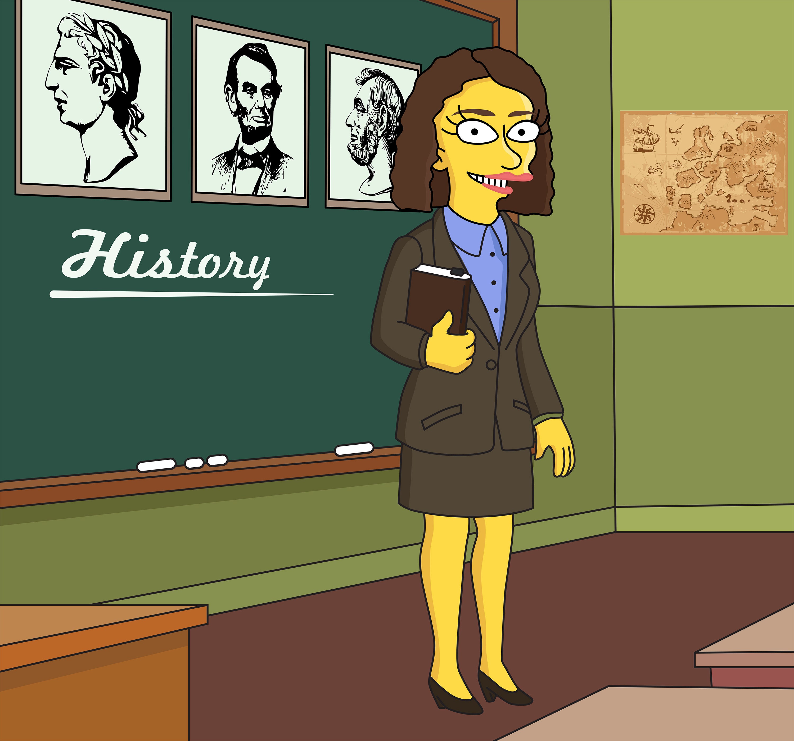 History Teacher Gift Custom Portrait as Yellow Cartoon Etsy UK