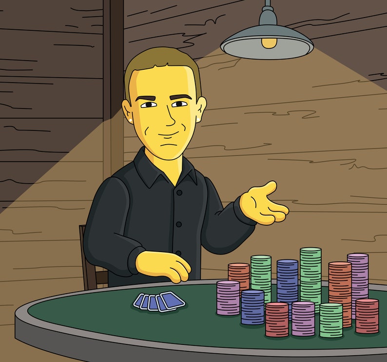 Cadeaus pokerspeler - aangepast cartoonportret van foto / pokerkunst / pokercadeaus voor mannen / pokerkunstwerk / cadeau kaartspeler / cadeau gokker afbeelding 6