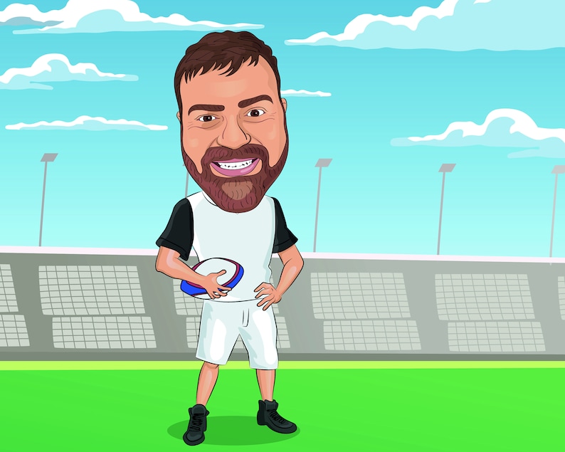 Custom Rugby Player Caricature Portrait From Photo (digital File) - Etsy