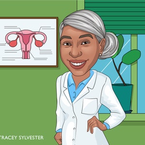 Obgyn Gift - Custom Caricature Portrait From Your Photo / Ob Gyn Gift ...