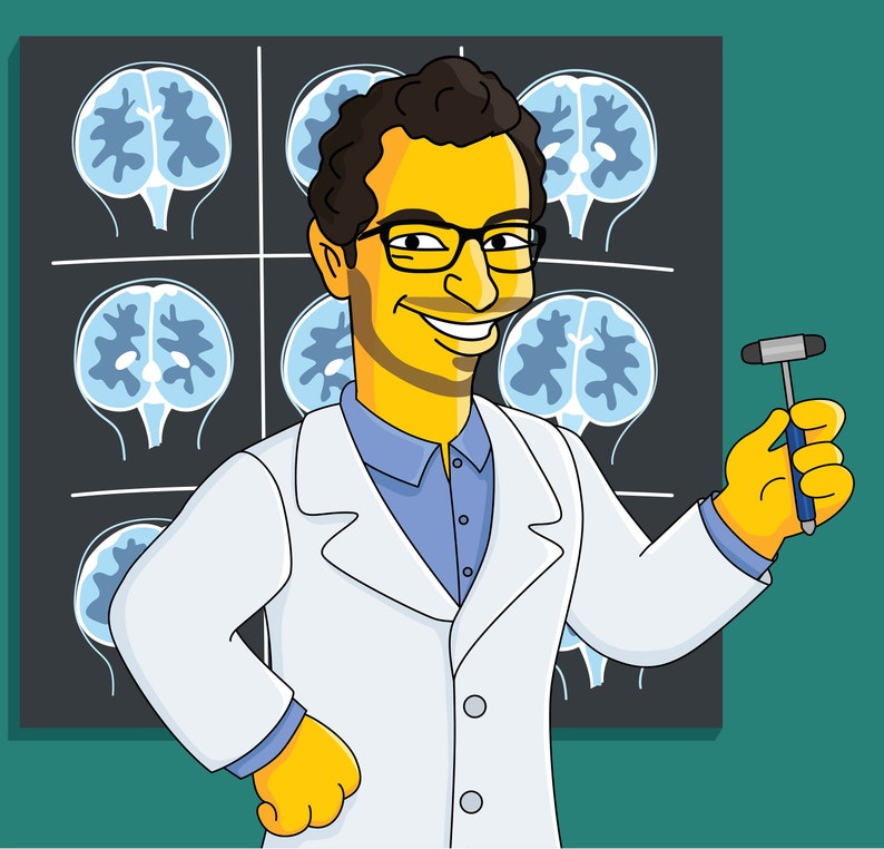 Neurologist Gift Custom Portrait as Cartoon Character / Etsy Polska