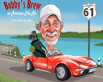 Golfer Gift - Custom Caricature from your photo, golf caricature, golf gift idea, golf coach gift