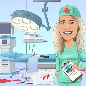 Emergency Nurse Gift - Custom Caricature From Photo, Emergency Room Nurse