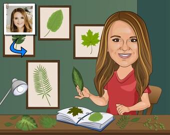Leaf Collector Gift - Custom Caricature Portrait From Your Photo