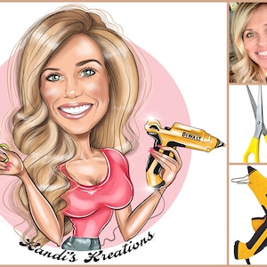 Holiday Decorator Logo Design - custom cartoon portrait for your business logo / Wreath Maker Logo / decorating logo