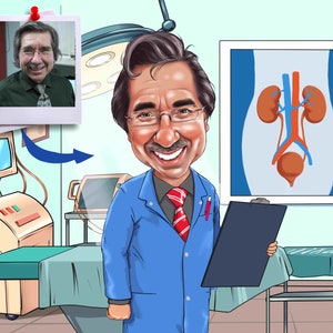 Urologie Chirurg Geschenk - benutzerdefinierte Karikatur vom Foto, Nephrologe, Urologie Geschenk
