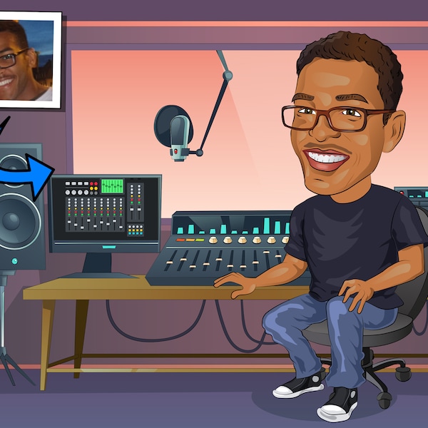 Music Producer Gift - Custom Caricature From Photo, Music Production, audio engineer