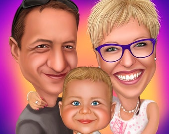 Custom FAMILY Caricature / family illustration / family cartoon / family portrait gift / illustrated family / family drawing / custom family