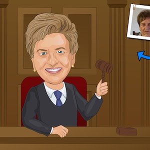 Regalo de juez: retrato personalizado en caricatura a partir de su foto