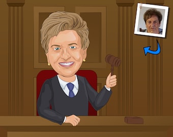 Judge Gift - Custom Caricature Portrait From Your Photo