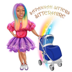 Babysitter Logo - custom portrait for your business logo, Babysitting logo, Nanny logo, Daycare logo