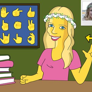 Zeichensprache Lehrer Geschenk - Benutzerdefiniertes Porträt, Zeichensprache Geschenk, Zeichensprache Kunst