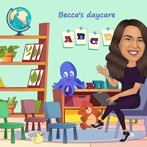 Regalo para director de preescolar: caricatura personalizada a partir de una foto, regalo para director de guardería