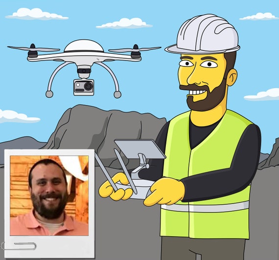 Drone Pilot Gift - Custom Portrait from your Photo as Cartoon Character / quadcopter pilot gift