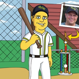 Baseball Coach Gift  - Custom Cartoon Portrait / Coach Gift Baseball / baseball team gifts / baseball dad gift / baseball coach gift ideas