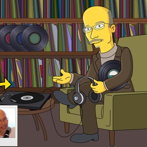 Vinyl Record Collector Gift - Custom Portrait as Yellow Character, vinyl collector