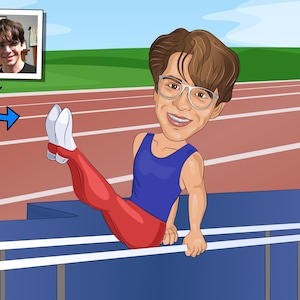 Parallel Bars Gymnast Gift - Custom Caricature Portrait From Your Photo / gymnastics art