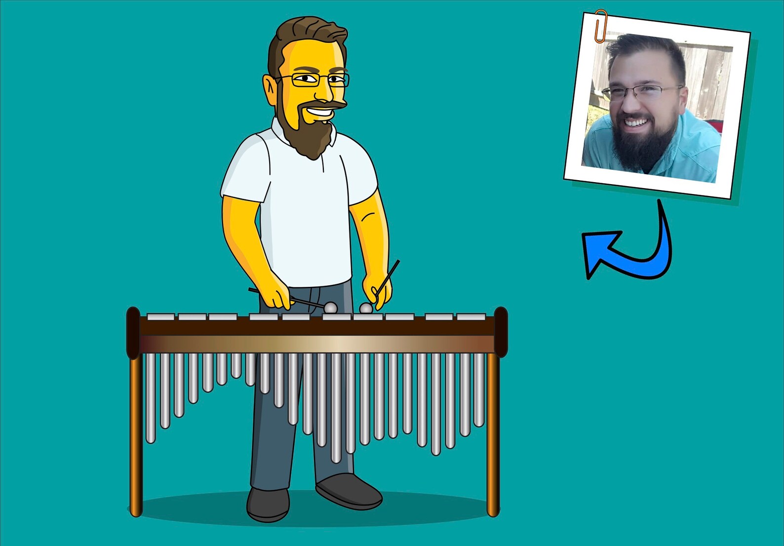 Marimba Player Gift Portrait as Cartoon Character / Marimba Etsy