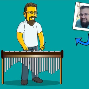 Marimba Player Gift - Portrait as Cartoon Character