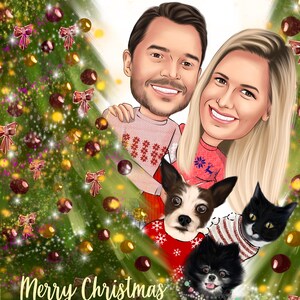 Anpassad julklapp med karikatyr av par, personligt tecknat porträtt (digital fil) bild 3
