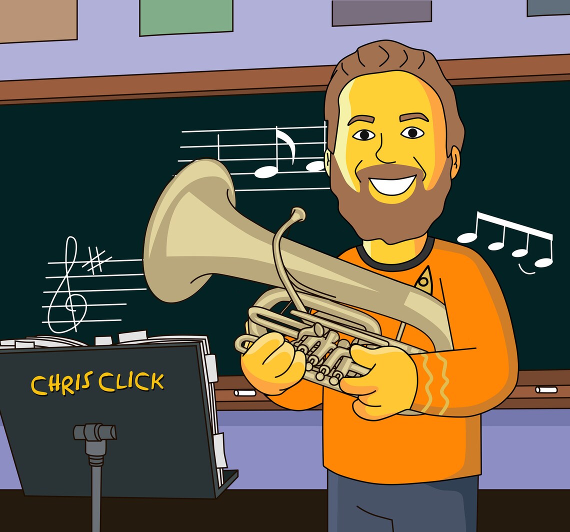 Tuba Player Gift Portrait as Cartoon Character / tuba art / Etsy