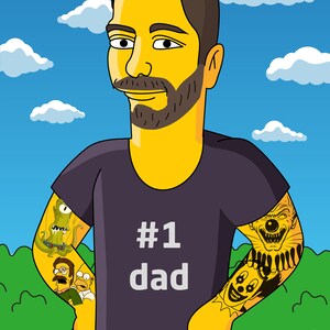 Dad portrait gift / father portrait gift / gifts for dad from daughter / gifts for dad from son / Father&#39;s Day yellow cartoon portrait
