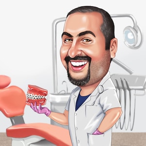 Dental Technologist Gift - Custom Caricature Portrait From Your Photo / Dental Technician / Dental Tech Gift / Dental Laboratory Technician