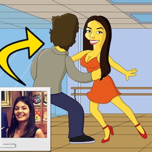 Salsa Dancer Gift - Custom Portrait from Photo as Yellow Character, latin dancer, salsa gift