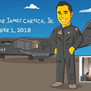 Air Force Gifts - Custom Portrait as Yellow Character / Air Force Retirement Gifts / Airman Gifts / Air Force Graduation / Airforce Gifts