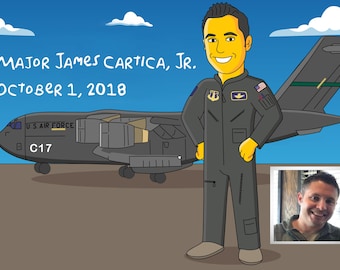 Air Force Gifts - Custom Portrait as Yellow Character / Air Force Retirement Gifts / Airman Gifts / Air Force Graduation / Airforce Gifts