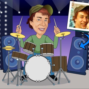 Percussionist Gift - Custom Cartoon Portrait / Percussion gift