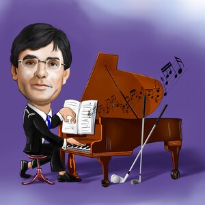 Pianist Gift Caricature Portrait from Photo / piano teacher gift / piano player gift image 3