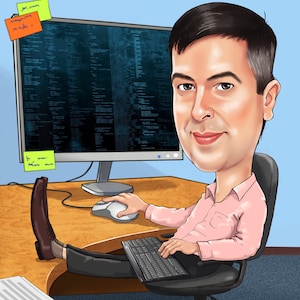 Programmer Gift - Caricature Portrait from Photo / gift for coder / software engineer gift / web designer gift