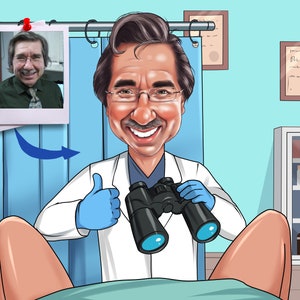 Gynecologist Gift - Custom Caricature From Photo, Gynaecologist, obstetrician gift