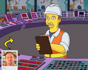 Process Engineer Gift - Custom Portrait from Photo as Yellow Character