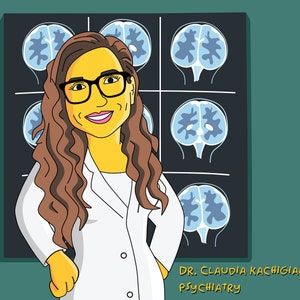 Regalo de psiquiatra - Retrato personalizado como personaje de dibujos animados / regalo de psiquiatría