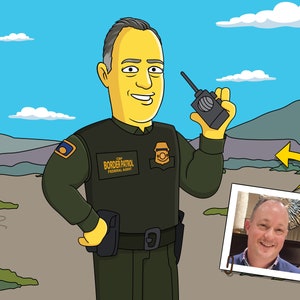 Border Patrol Agent Gift - Custom Portrait from Photo as Yellow Character / federal agent gift