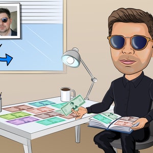 Banknotensammler Geschenk - Benutzerdefinierte Karikatur vom Foto