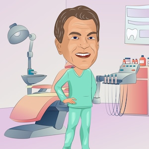 Orthodontist Gift - Custom Caricature From Photo, pediatric dentist, periodontist