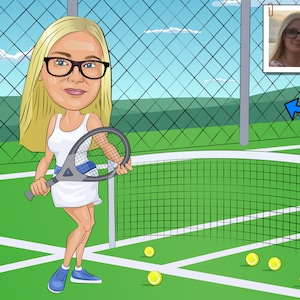 Regalo para tenista: retrato de caricatura personalizado a partir de tu foto / regalo para entrenador de tenis