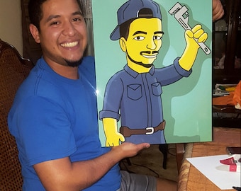 Custom Mechanic Portrait: Yellow Cartoon Character from Photo (Digital File)