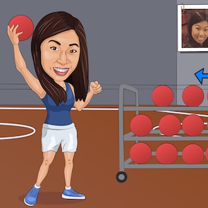 Dodgeball Player Gift - Custom Caricature Portrait From Your Photo / dodge ball