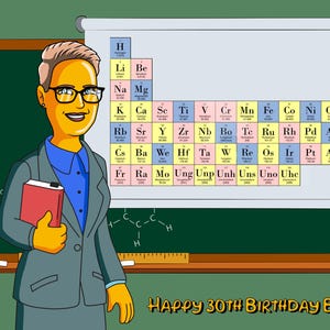 Chemistry Student Gift - Custom Portrait as Yellow Cartoon Character, Chemistry Gift
