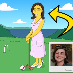 Croquet Player Gift - Custom Portrait from Photo as Yellow Character / Croqueter gift