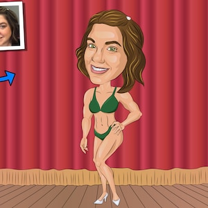 Female Bodybuilder Gift - Custom Caricature Portrait From Your Photo