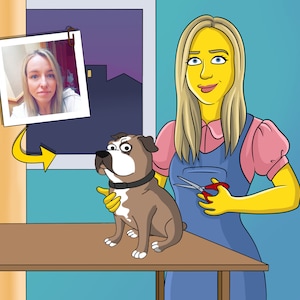 Dog Groomer Gift  - Custom Cartoon Portrait from Photo / pet groomer gifts / cat groomer gift / dog grooming / gift for dog groomers