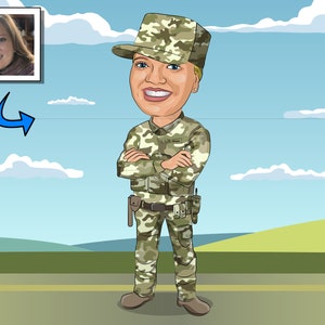 National Guard Gift - Custom Caricature Portrait From Photo, army national guard