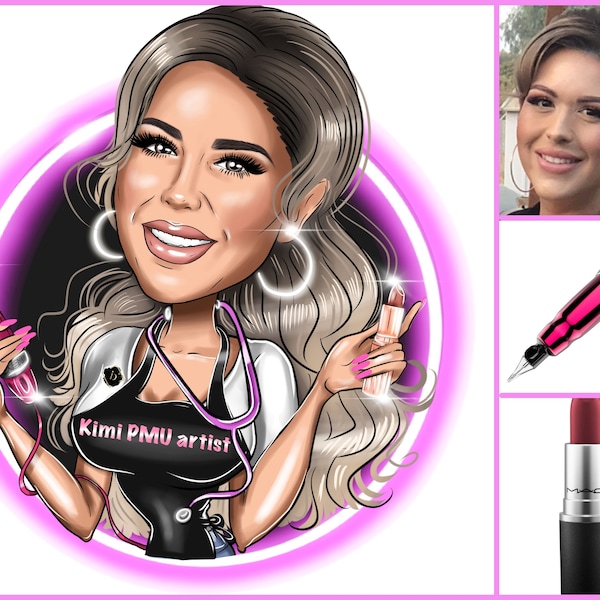 PMU Artist Logo Design - custom portrait for your business logo / Permanent Makeup Artist Logo / Microblading logo