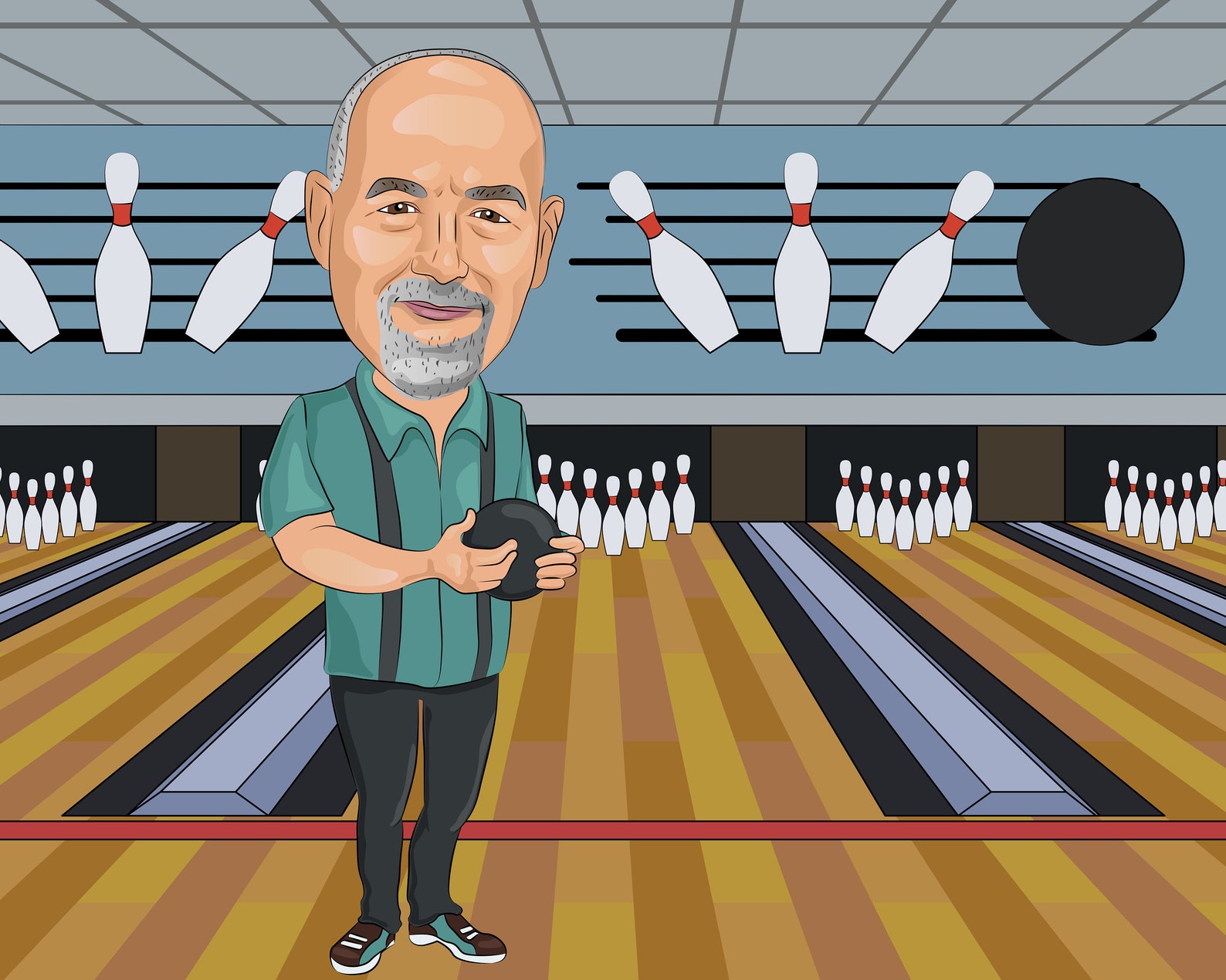 unique bowling gifts custom caricature